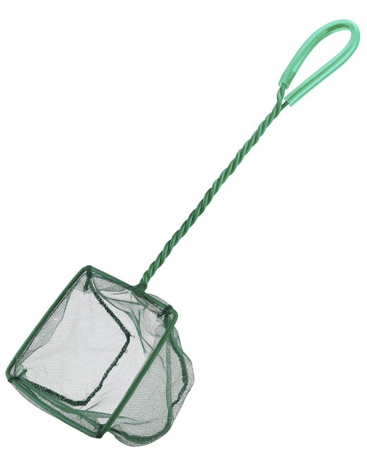 Pawfly Aquarium Fish Net with Braided Metal Handle Square Net with Soft Fine Mesh Sludge Food Residue Wastes Skimming Cleaning Net for Fish Tanks Small Koi Ponds and Pools