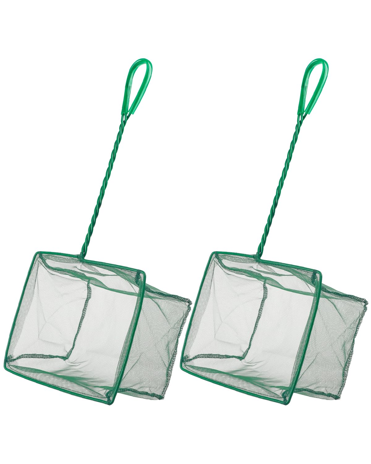 Pawfly Aquarium Fish Net with Braided Metal Handle Square Net with Soft Fine Mesh Sludge Food Residue Wastes Skimming Cleaning Net for Fish Tanks Small Koi Ponds and Pools
